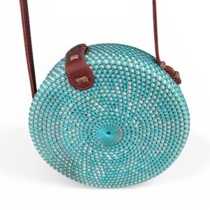 CARLA 8” RATTAN BAG | TURQUOISE REAL RATTAN BAG MADE IN BALI